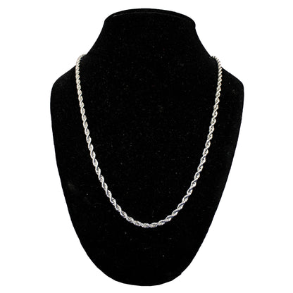 Men’s 24" Stainless Steel Silver Rope Chain Necklace. Heavy-Duty Biker Necklace