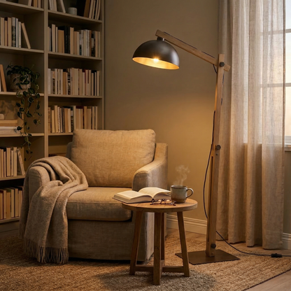 Oslo Brown Scandinavian Minimalist Floor Lamp for Living Room, Bedroom & Modern Interior Lighting
