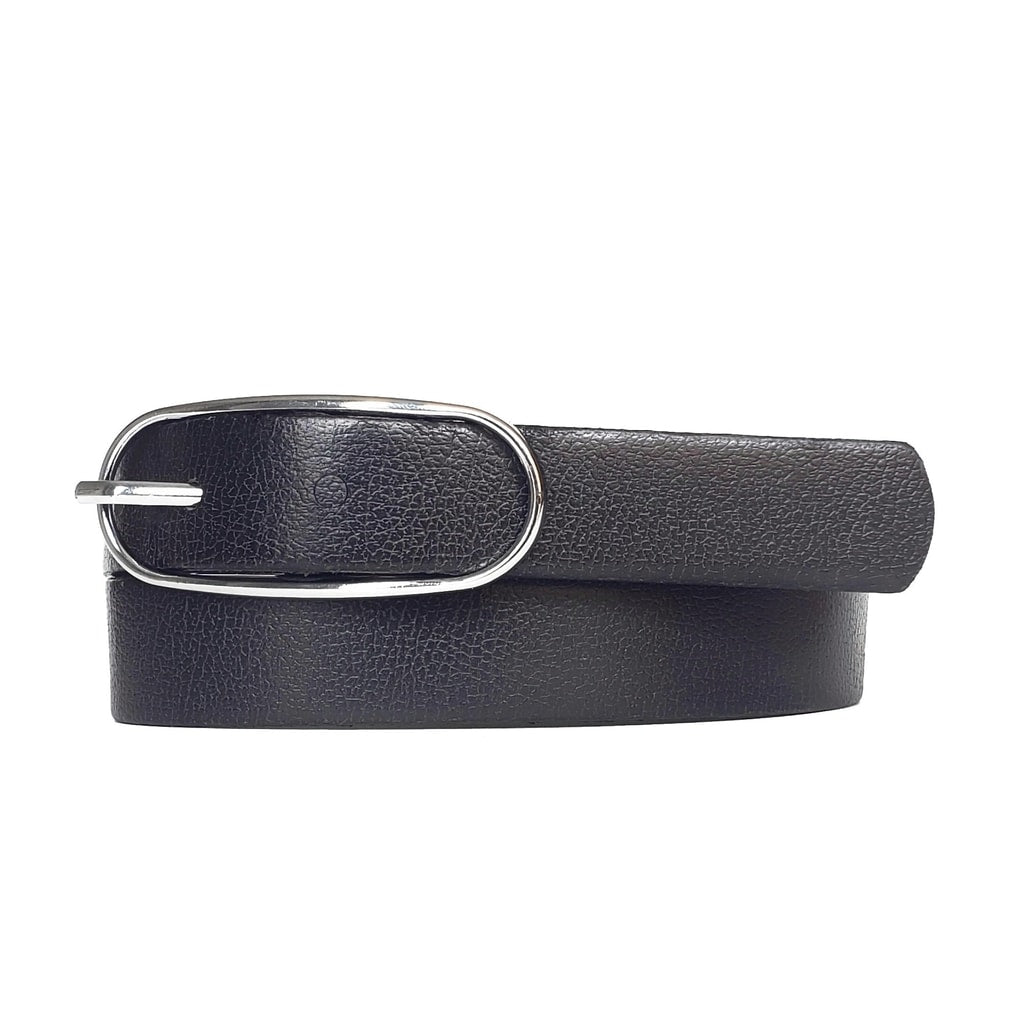Aika - Ceinture en cuir noir avec boucle ovale - Fabriquée au Canada