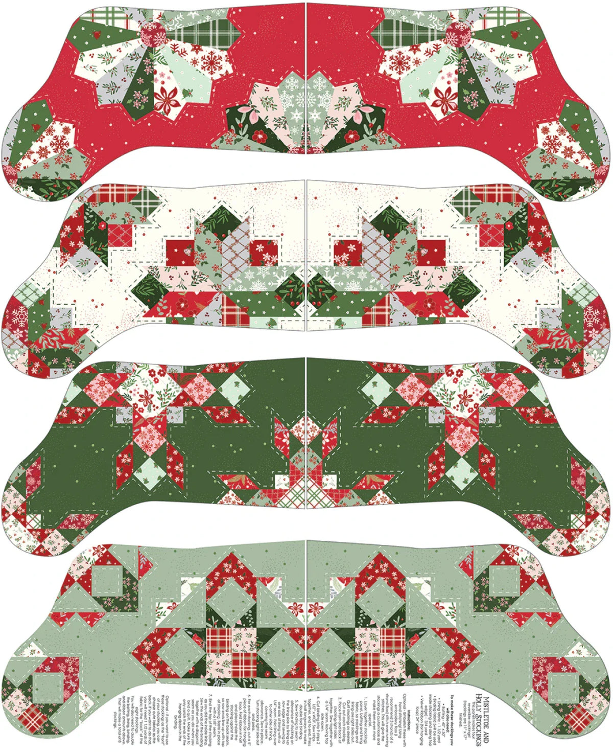 Panneau de bas de Noël Houx et Gui 35 1/2 po x 43 po