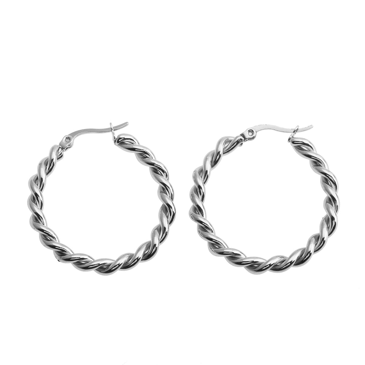 Boucles d'oreilles créoles torsadées SUKI en argent