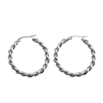 Boucles d'oreilles créoles torsadées SUKI en argent