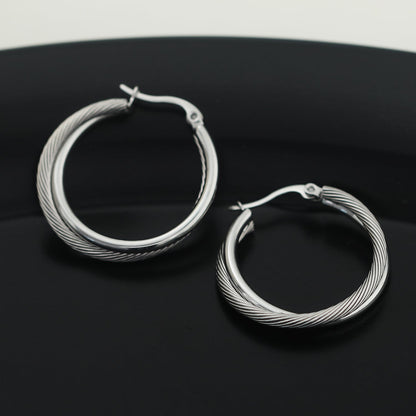 Style SAJAN : Boucles d'oreilles créoles doubles en argent