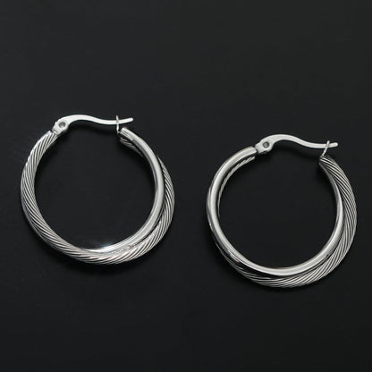Style SAJAN : Boucles d'oreilles créoles doubles en argent