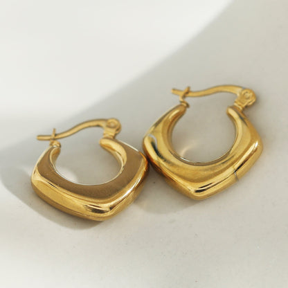 MARIYA : Boucles d'oreilles créoles rondes carrées Or