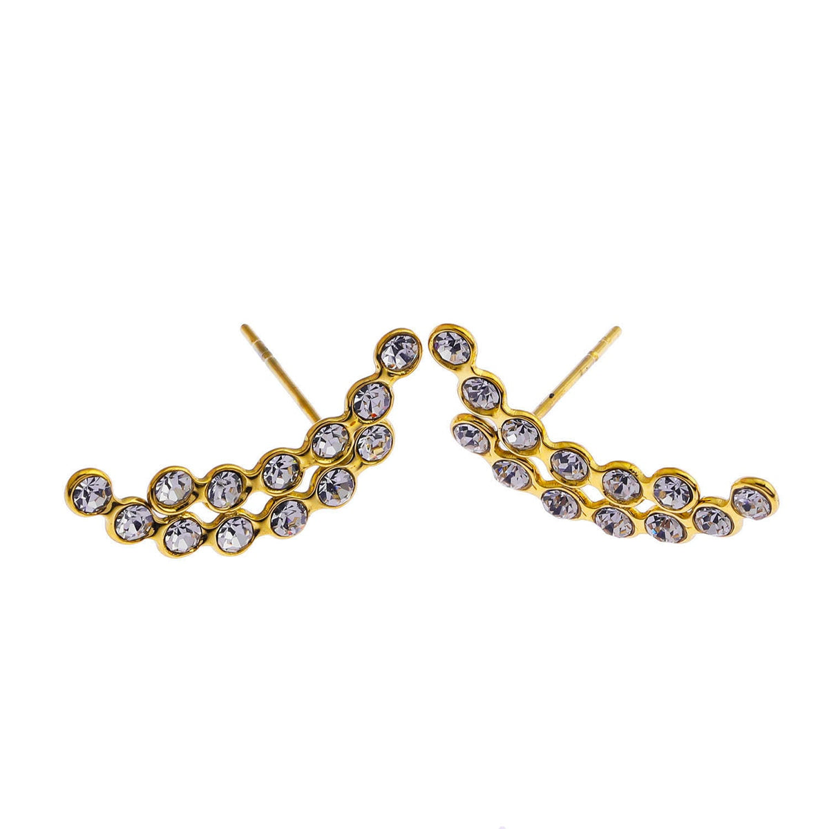 Boucles d'oreilles clous KIANI Duo Courbes Silhouettes en Zirconium