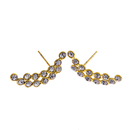 Boucles d'oreilles clous KIANI Duo Courbes Silhouettes en Zirconium