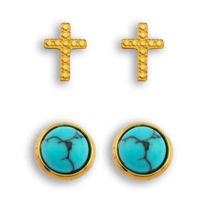 DORA Ensemble de 2 paires de boucles d'oreilles clous