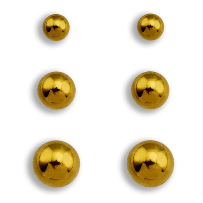 DESTINY Lot de 3 paires de boucles d'oreilles clous classiques à perles rondes