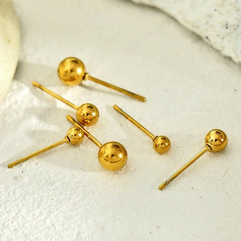 DESTINY Lot de 3 paires de boucles d'oreilles clous classiques à perles rondes
