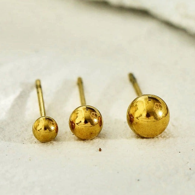 DESTINY Lot de 3 paires de boucles d'oreilles clous classiques à perles rondes