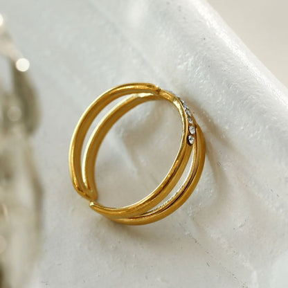 Bague MAZTA double croisée empilée ornée de zircone