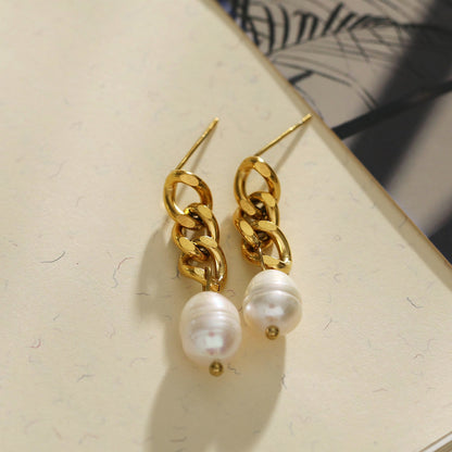 Boucles d'oreilles pendantes CATH en perles de culture d'eau douce