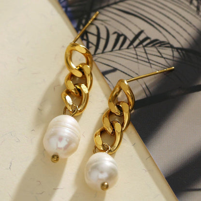 Boucles d'oreilles pendantes CATH en perles de culture d'eau douce