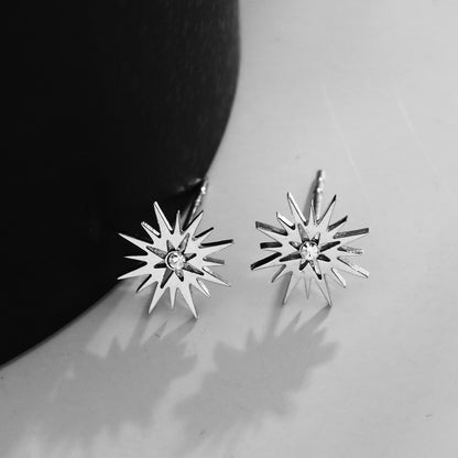 AMNISTY : Boucles d'oreilles clous en zircone « Étoile brillante » argentées