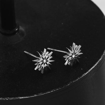 AMNISTY : Boucles d'oreilles clous en zircone « Étoile brillante » argentées