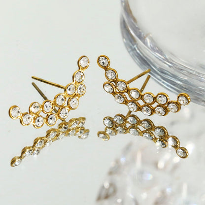 Boucles d'oreilles clous KIANI Duo Courbes Silhouettes en Zirconium