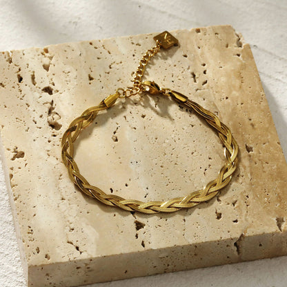 Bracelet texturé peau de serpent à chevrons ELLA Gold
