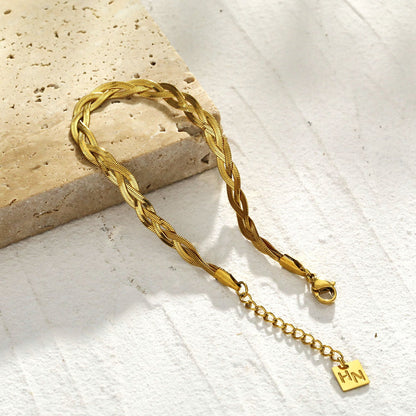 Bracelet texturé peau de serpent à chevrons ELLA Gold