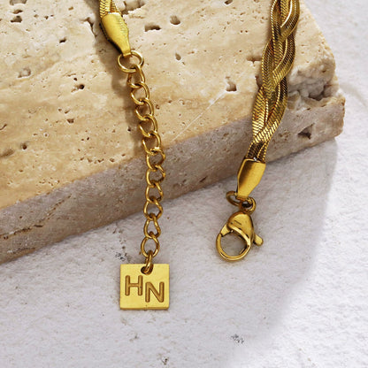 Bracelet texturé peau de serpent à chevrons ELLA Gold