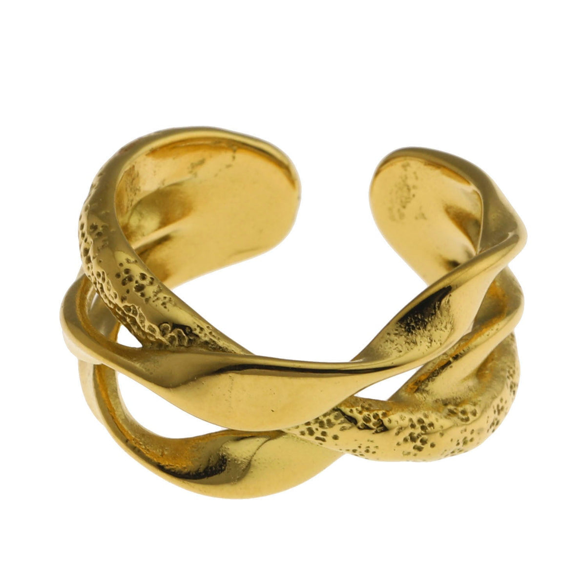 ORBANA : Bague multi-empilée au design abstrait partiellement martelé