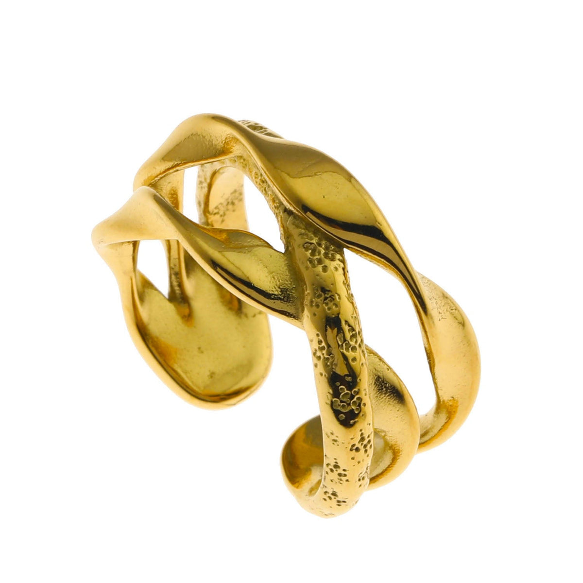 ORBANA : Bague multi-empilée au design abstrait partiellement martelé