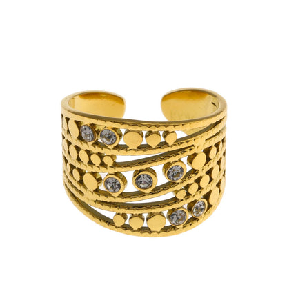 Bague empilable BUENA multi-bandes avec zircone