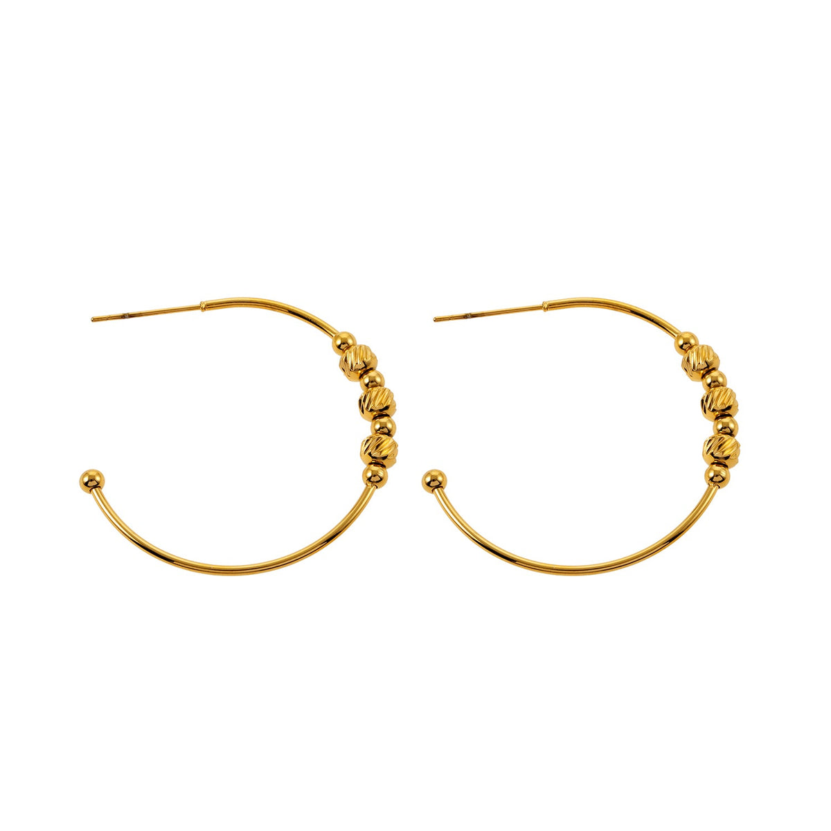CHARIS : Boucles d'oreilles créoles classiques, ancrage d'une multitude de perles breloques