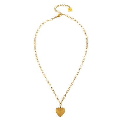 Style ALARA : Mini chaîne trombone avec un pendentif cœur à motif doré