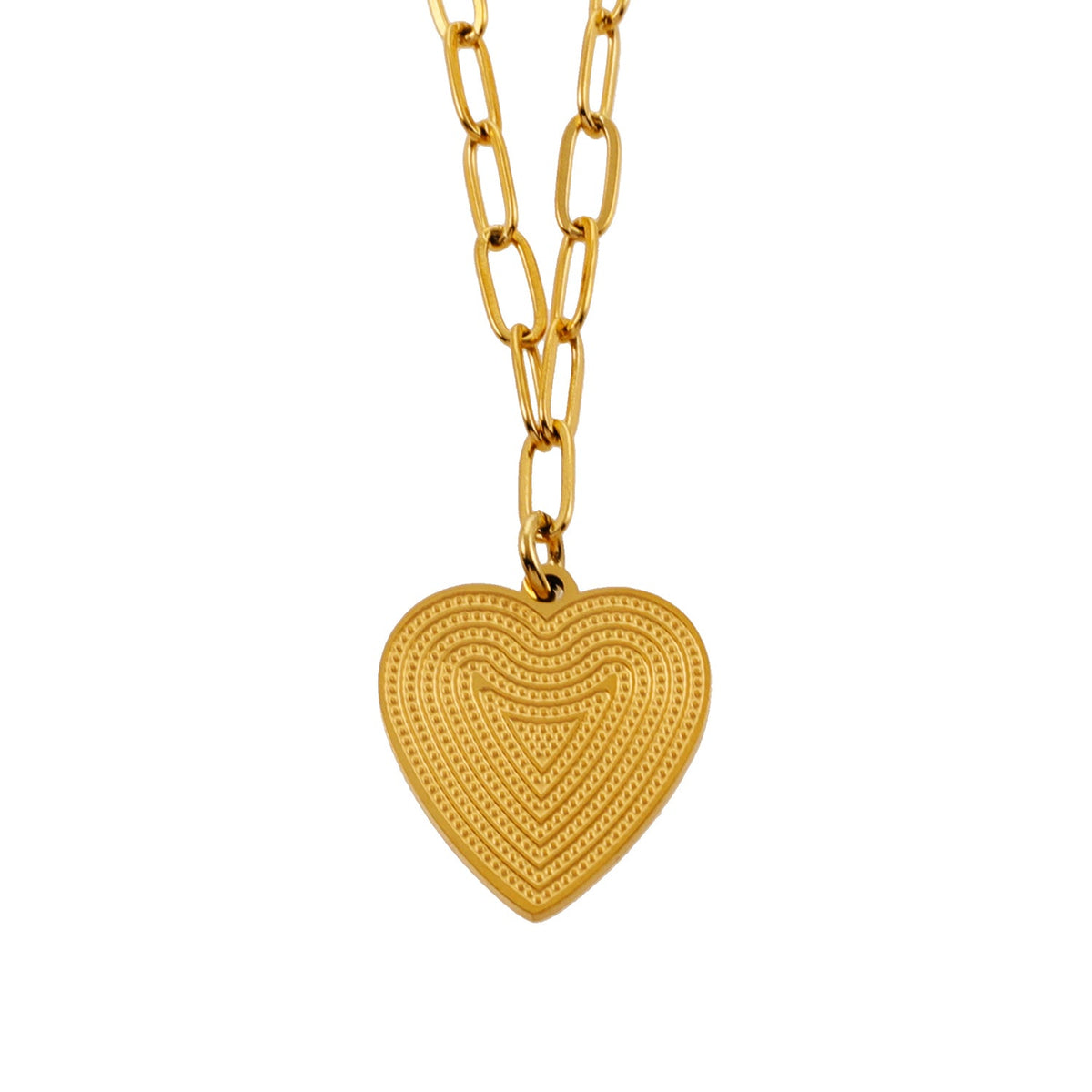 Style ALARA : Mini chaîne trombone avec un pendentif cœur à motif doré