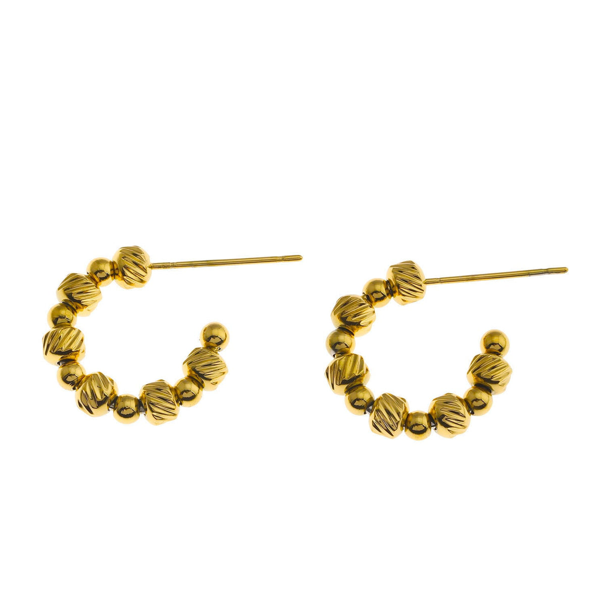 Boucles d'oreilles créoles LUANDA contrastées dorées et perlées