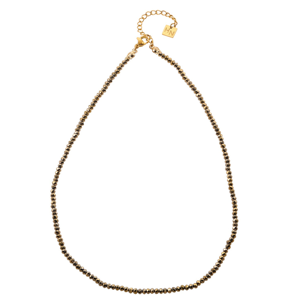 MEDILNA : Collier ras du cou deux tons or et noir avec perles en cristal