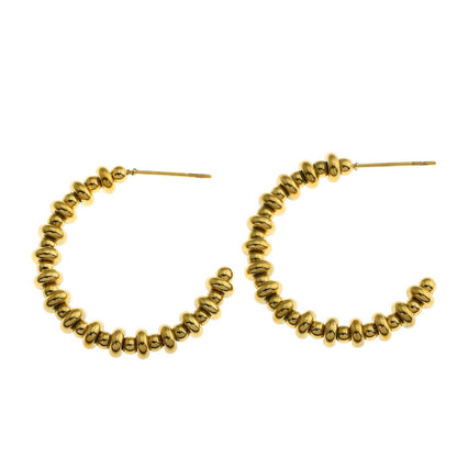 Boucles d'oreilles créoles dorées perlées ACCADIA
