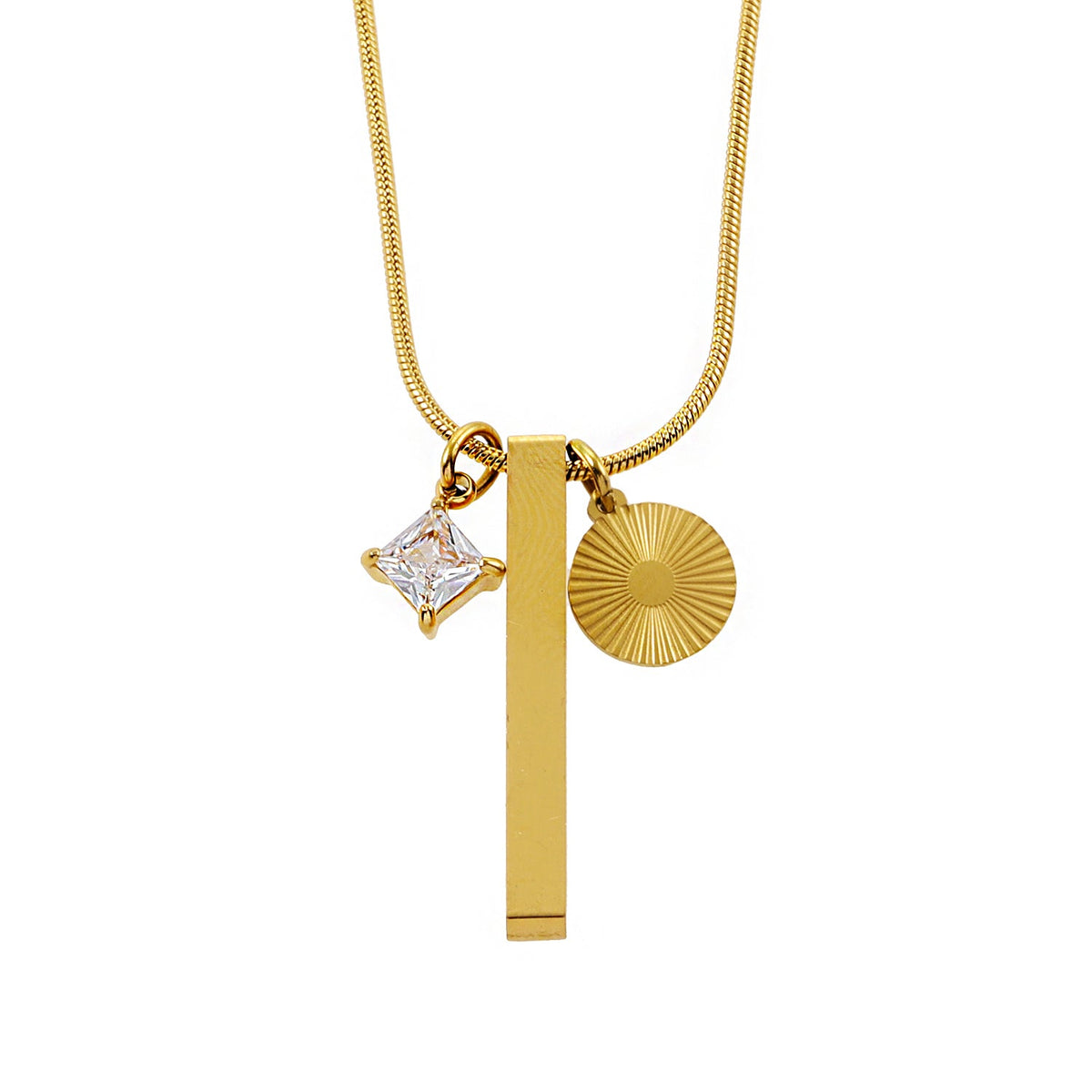 Collier chaîne DEFNIE de style peau de serpent, orné d'un trio de pendentifs