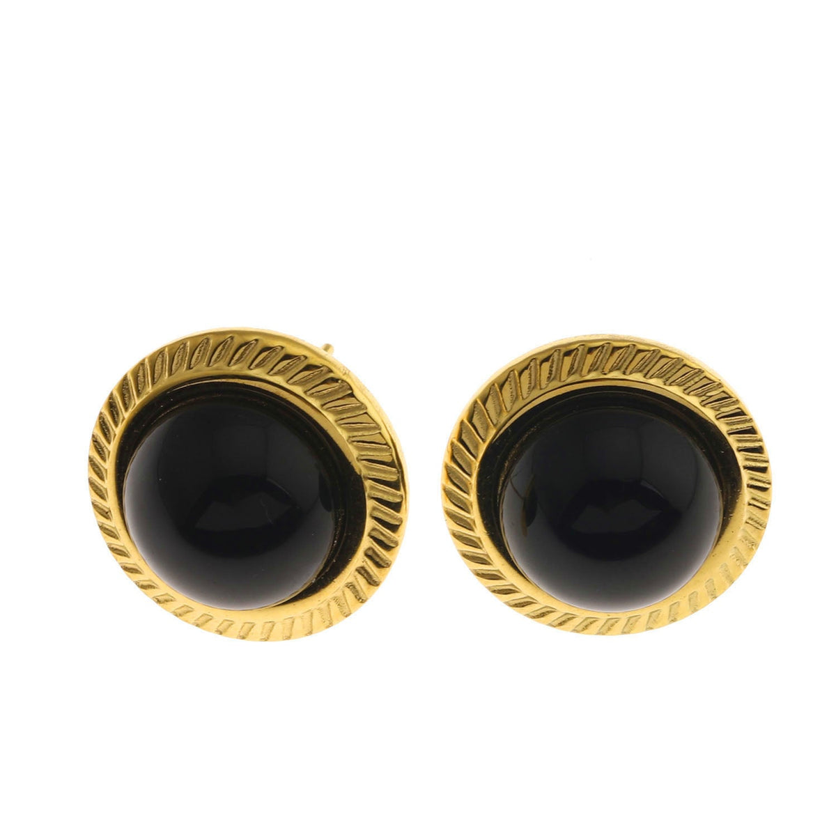 CYNTHIA : Boucles d'oreilles classiques en pierre naturelle noire élégante