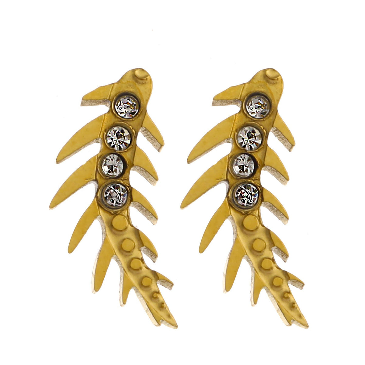 Boucles d'oreilles EBBA « Météore Volant » en oxyde de zirconium de forme incurvée.