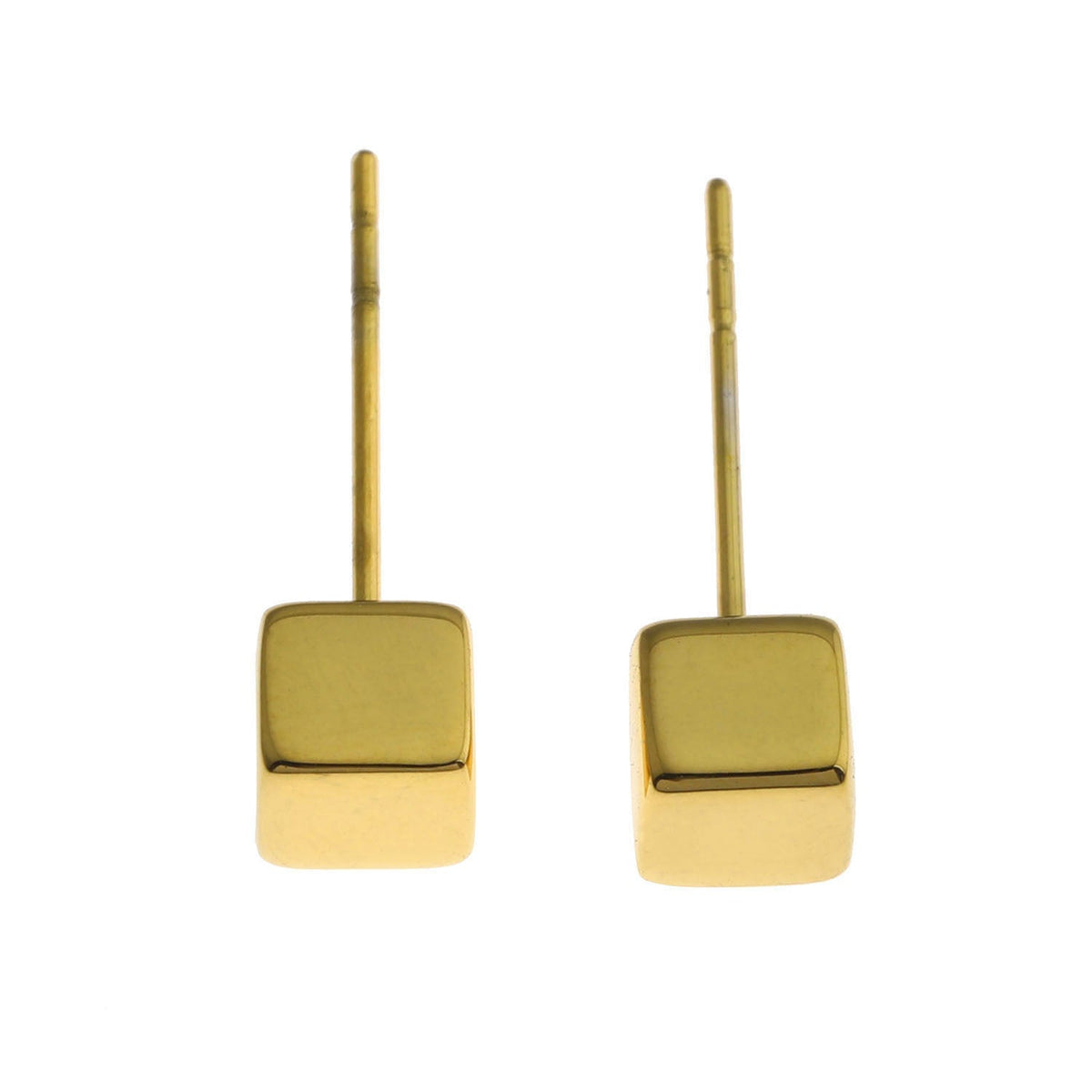 Style SYNNE : Clous d'oreilles minimalistes carrés en perles dorées et argentées