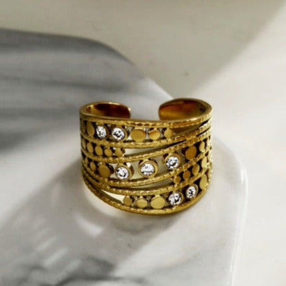 Bague empilable BUENA multi-bandes avec zircone