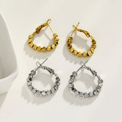 Boucles d'oreilles créoles carrées ANDALI en perles dorées