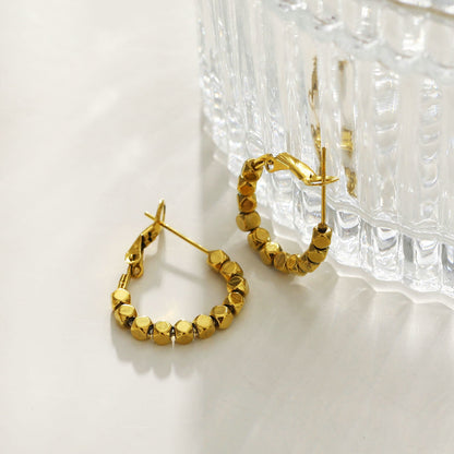Boucles d'oreilles créoles carrées ANDALI en perles dorées