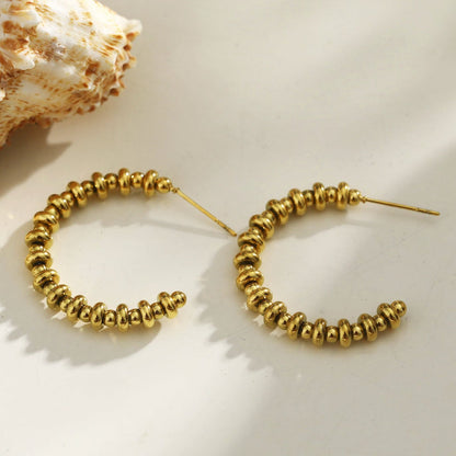 Boucles d'oreilles créoles dorées perlées ACCADIA