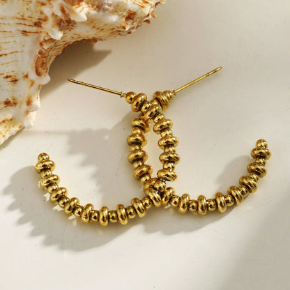 Boucles d'oreilles créoles dorées perlées ACCADIA