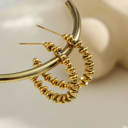 Boucles d'oreilles créoles dorées perlées ACCADIA