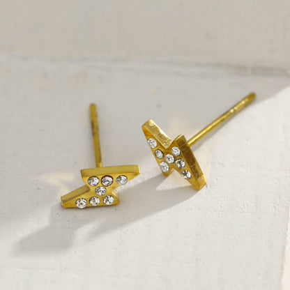 Boucles d'oreilles clous en zircone ANNELI « Zig-Zag »
