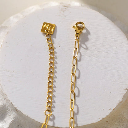 Style ALARA : Mini chaîne trombone avec un pendentif cœur à motif doré