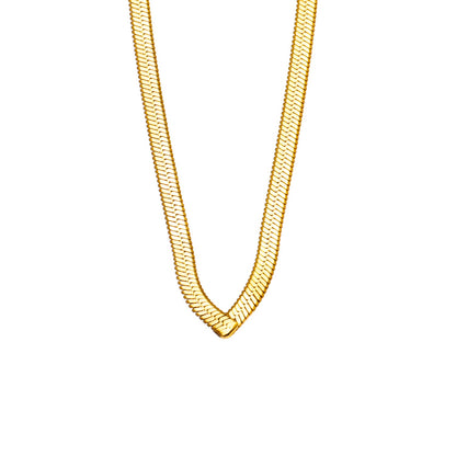 Collier GAURI asymétrique avec chaîne dorée texturée peau de serpent
