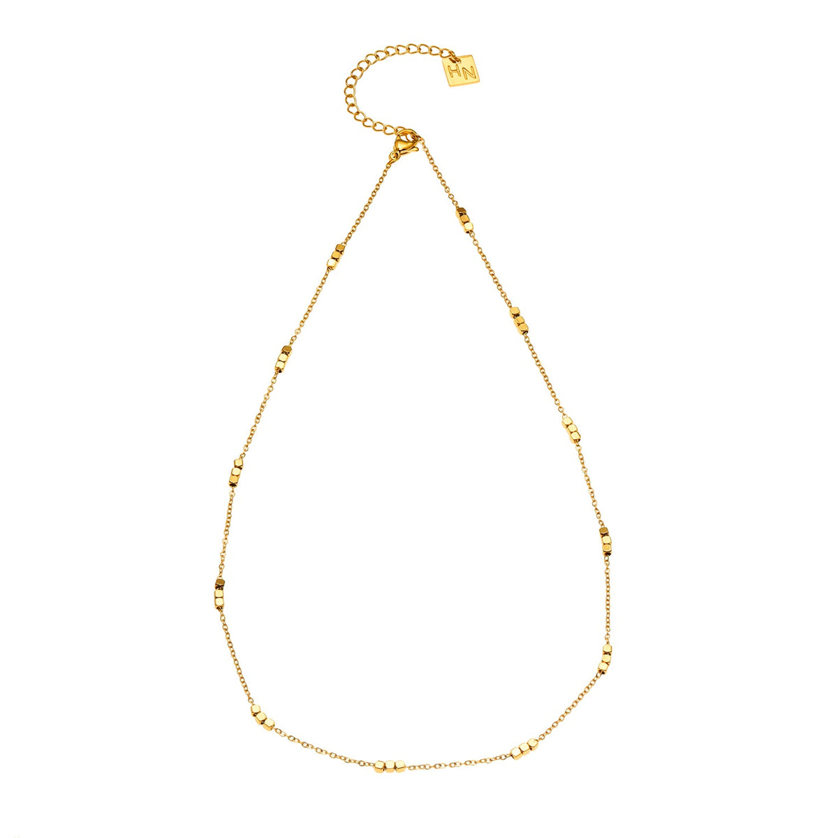 ERISSA: Trio Square-Beads Dainty Gold Chain Necklace