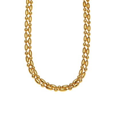GUADIX : Collier chaîne à perles rondes et ovales, double épaisseur