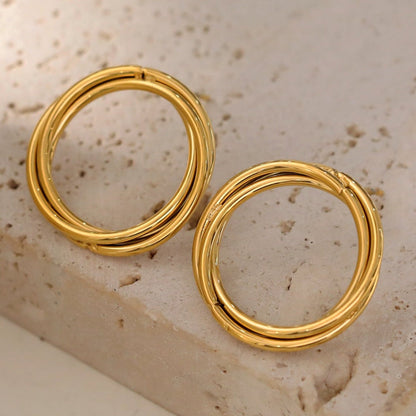 DELISIAS : Triple Harmonie - Boucles d'oreilles créoles à trois anneaux superposés
