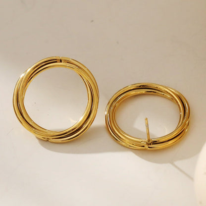 DELISIAS : Triple Harmonie - Boucles d'oreilles créoles à trois anneaux superposés